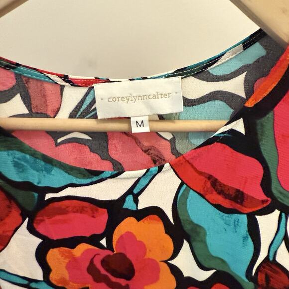 Anthropologie Corey Lynn Calter Tiered Short Sleeve Dress Size Medium Floral - Picture 15 of 16